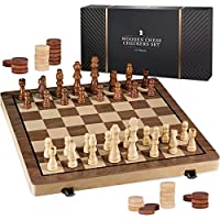 15" Wooden Chess & Checkers Board Game only $19.99