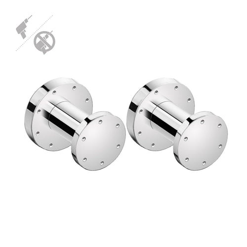 Pomdor Self Adhesive Double Towel Robe Hook Hanger Set for Bathroom Towel Holder