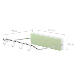 Home ounona automatic rebound bathroom wash basin storage rack foldable dish pan brush towel shelf hanger with 4 hooks green