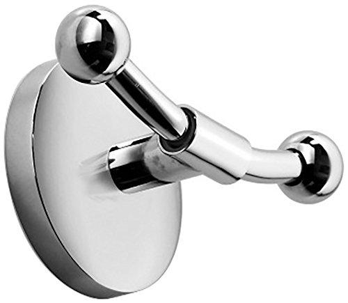 WS Bath Collections Noanta 52387-G Noanta Collection Self-Adhesive Wall Mount Double Robe Hook, Polished Chrome