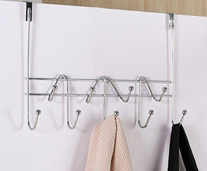 Shop esylife hooks over the door hook organizer rack hanging towel rack over door 9 hooks chrome finish
