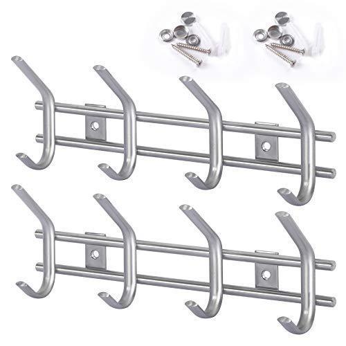 Protasm Wall Mounted Coat Hooks Stainless Steel Heavy Duty Wall Hooks Rail Robe Hook Rack for Bathroom Kitchen Entryway Closet