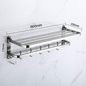 Products 304 stainless steel towel racks for bathroom with double towel bars 24 inch wall mount bath rack rustproof double layers foldable rail shelves bar with hooks