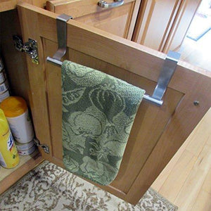 Featured evelots over cabinet door dish towel bar holders 9 37 stainless steel set 2