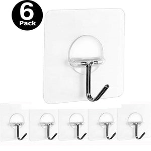 Adhesive Ceiling Hooks Wall Hanger Hook 17.6lb/8kg(Max), Bathroom Kitchen Transparent Reusable Seamless Scratch Wall Hooks for Towel Loofah Bathrobe C