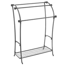 Organize with mdesign large freestanding towel rack holder with storage shelf 3 tier metal organizer for bath hand towels washcloths bathroom accessories graphite gray