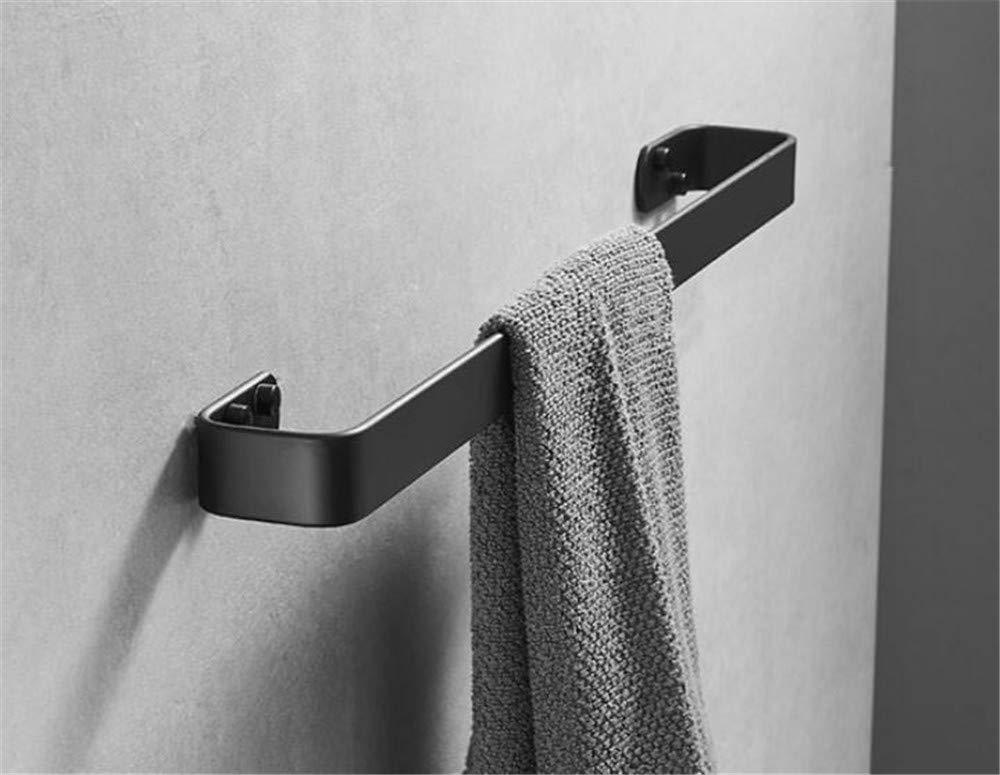 Discover the xj dd 3m self adhesive towel bar solid thick black towel rail space aluminum rust towel rack for bedroom kitchen office punch free punching dual use g 60cm24inch