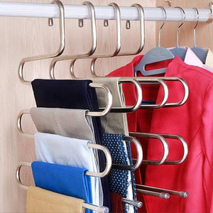 Kitchen stephenie 4 pack s type 5 layer stainless steel hanger with multifunctional for pants tie scarf anti skid scarf towel clothes