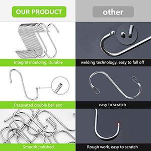 Top rated 24 pack s shaped hanging hooks hanger hooks 3 5 hanging plant pan cup metal s hooks hanger heavy duty stainless steel s hooks for kitchen bathroom bedroom and office hanging utensils towels