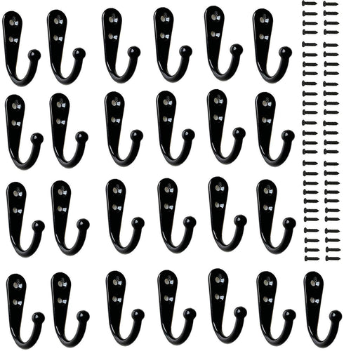 25 Pieces Wall Mounted Coat Hook Robe Hooks Cloth Hanger Coat Hanger Coat Hooks Rustic Hooks and 54 Pieces Screws for Bath Kitchen Garage Single Coat