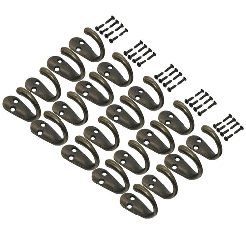 22pcs Vintage Retro Black Robe Hooks Wall Mounted Single Key Hook Hangers with 48pcs Screws