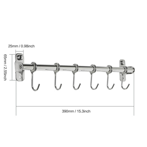 Featured baoef kitchen sliding hooks solid stainless steel hanging rack rail with 12 utensil removable s hooks for towel pot pan spoon loofah bathrobe wall mounted