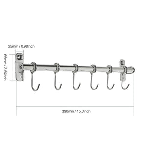 Featured baoef kitchen sliding hooks solid stainless steel hanging rack rail with 12 utensil removable s hooks for towel pot pan spoon loofah bathrobe wall mounted