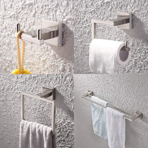 Discover the best kes sus 304 stainless steel 4 piece bathroom accessory set rustproof including towel bar toilet paper holder towel ring double robe hook wall mount contemporary square style brushed finish la242dg 42