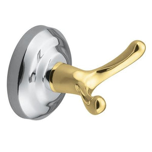 Decorum Brighton Collection Double Robe Hook Chrome and Polished Brass, 303CB