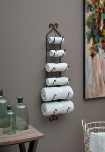 Get imax 9748 towel wine rack in dark brown compact wall mounted metal display rack for organizing towels wine bottles hats home storage and organizing