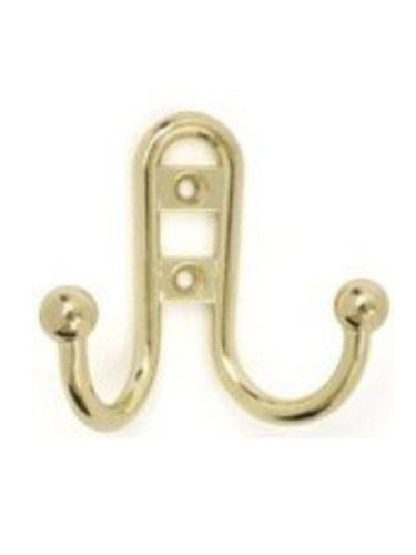(Lot of 18) Bulldog (DHH-155) Double Robe Hook - Brass Plated