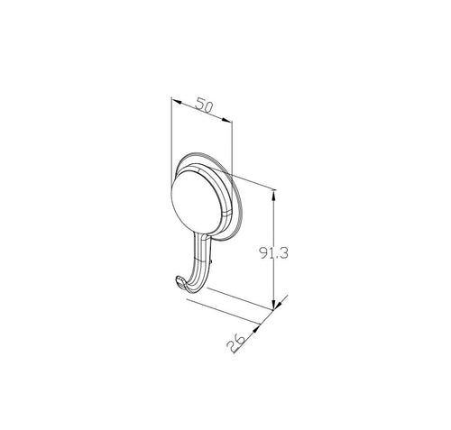 Drill Free - Robe hook, Suction Cup, Stick on, Suction, No drill, Black or White