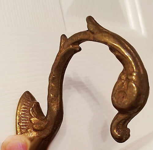 VINTAGE 1970s WALDORF ASTORIA HOTEL NEW YORK CITY SALVAGED BRASS SWAN ROBE HOOK, CLOTHES HOOK OR CURTAIN TIE BACK
