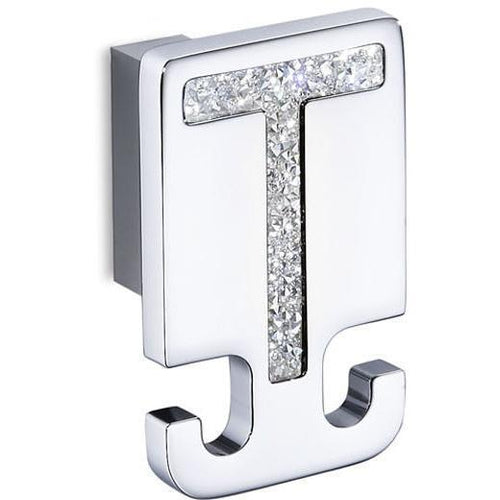 Lux Carmen Swarovski Chrome Towel Robe Hook Hanger for Bath Towel Holder, Brass