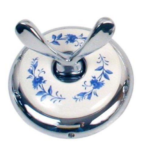 Moen Boutique Chrome White Ceramic w/ Blue Floral Double Robe Hook #4703FL