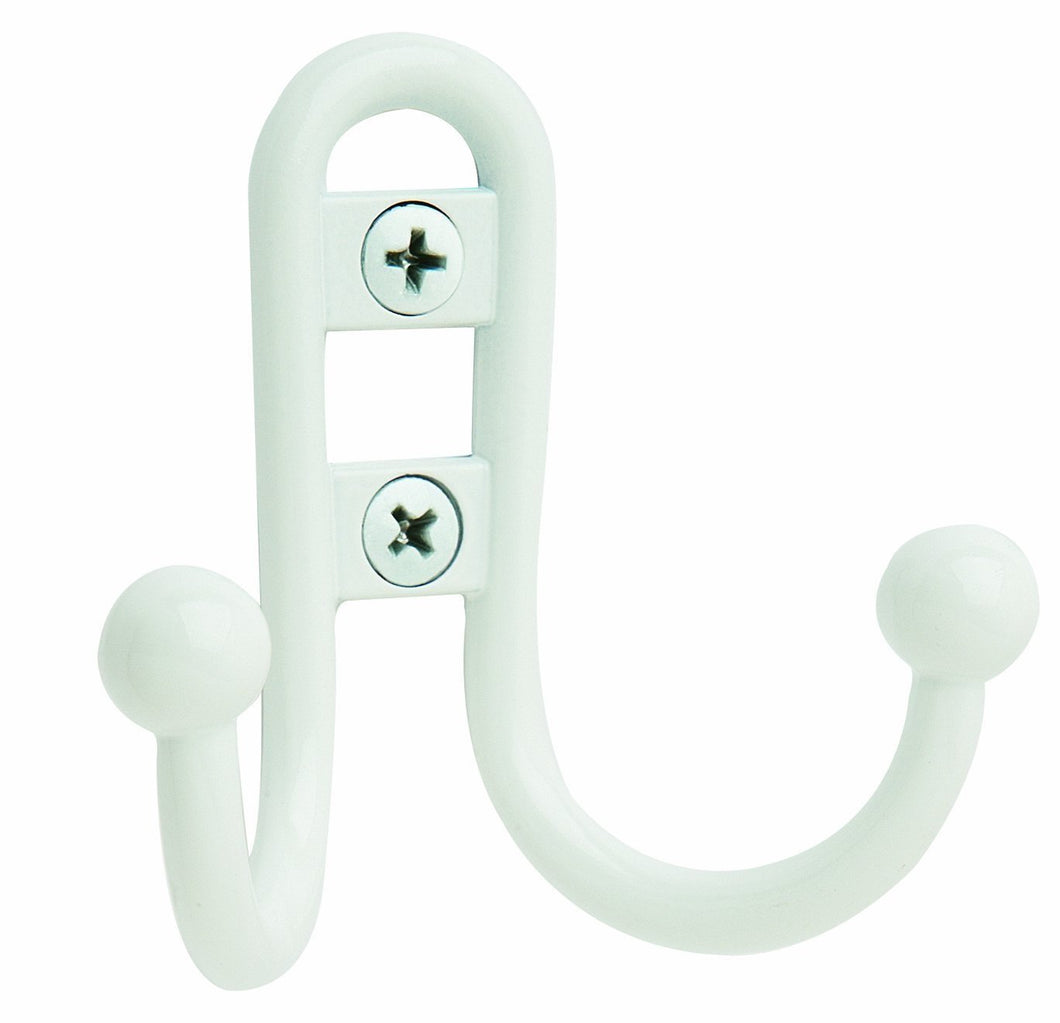 Amerock H55457GW Double Prong Robe Hook, White