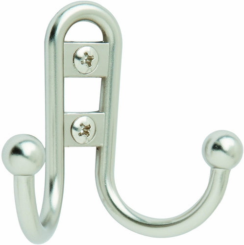 Amerock H55457S Double Prong Robe Hook, Silver