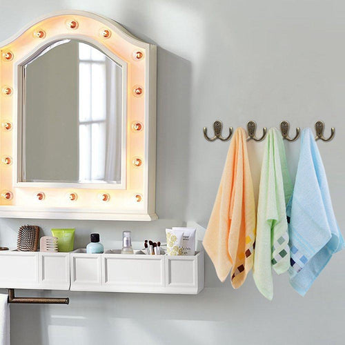 5Pcs Antique Bronze Bath Door Hanger Bathroom Accessories Double Prong Hat Coat Clothes Towel Robe Hook