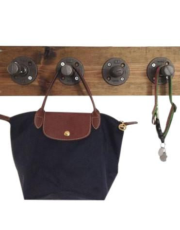 Rustic Wood Wall Decor- industrial hooks