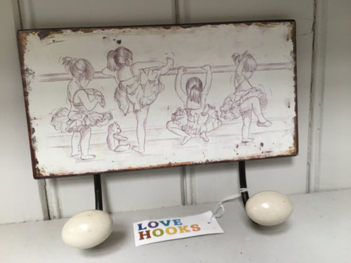 Ballet Dancers Vintage plaque Robe Hook Rack