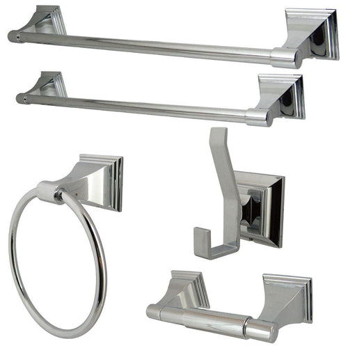 Kingston Brass BAHK61212478C Monarch Collection 5-piece Towel Bar Bath Hardware Set, Polished Chrome - Polished Chrome