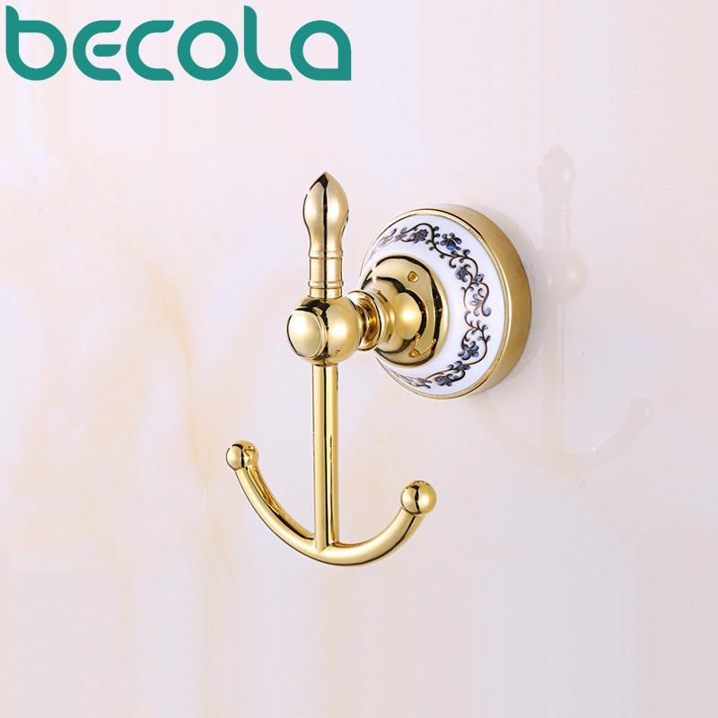 Bathroom Accessories Glod Plated Ceramic Robe Hook Wall Mounted Coat Hook Bathroom Products Br5501