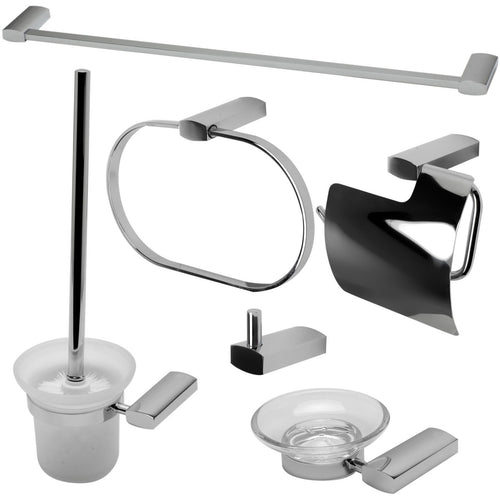 ALFI brand AB9503 Brushed Nickel/Polished Chrome 6 Piece Matching Bathroom Accessory Set