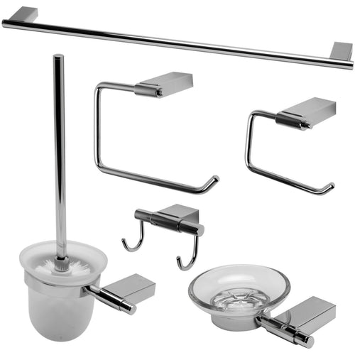 ALFI brand AB9515 Brushed Nickel/Polished Chrome 6 Piece Matching Bathroom Accessory Set